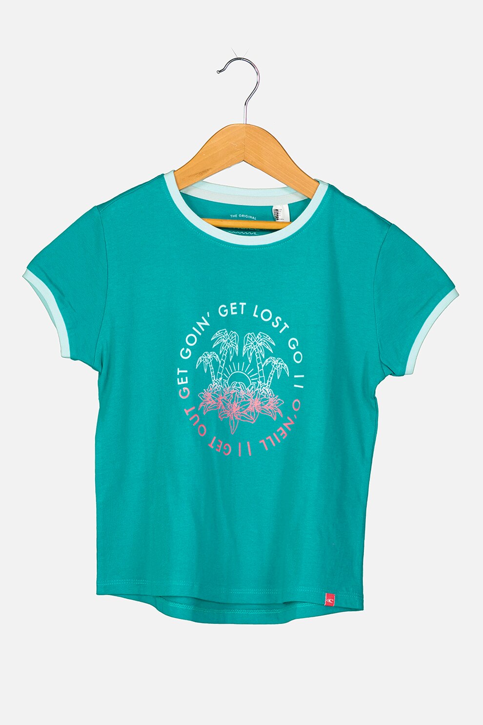 O'Neill, Tricou de bumbac cu model grafic, Verde/Roz