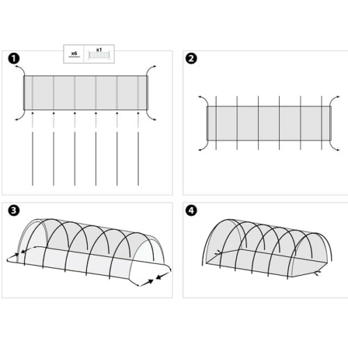 Tunnel De Jardin En Maille Noire - 3m X 45cm - Protection Contre Gel, Oiseaux Et Insectes