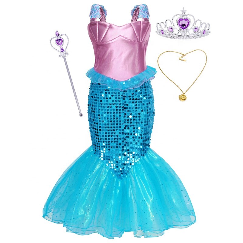 Set costum Sirena, colier, coronita si bagheta,5-6ani