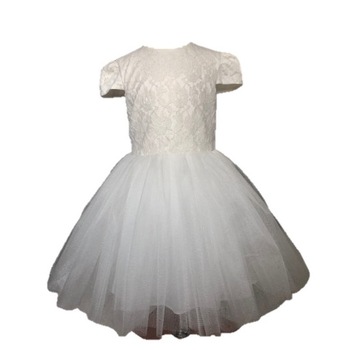 Rochita eleganta Dalba pentru fetite, pentru ocazii speciale, Tul/Dantela, Alb Rochita eleganta Dalba pentru fetite, pentru ocazii speciale, Tul/Dantela, Alb