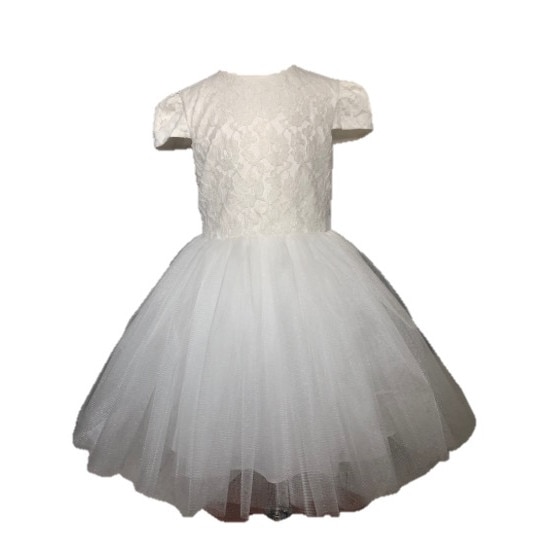 Rochita eleganta Dalba pentru fetite, pentru ocazii speciale, Tul/Dantela, Alb
