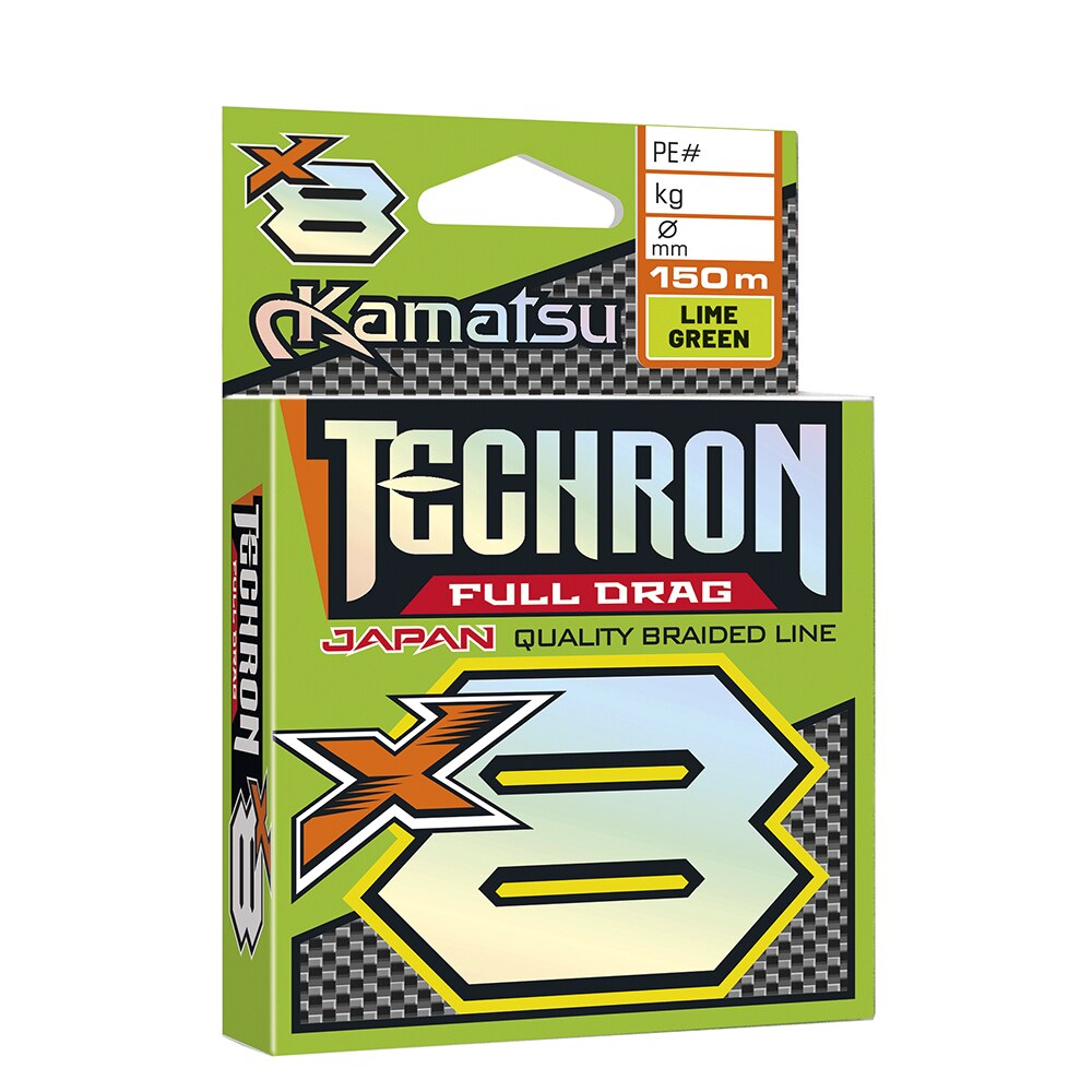 Fir Textil pescuit Kamatsu Techron Full Drag X8, Lime Green, 150m, 0.18mm , rezistenta 13.93kg