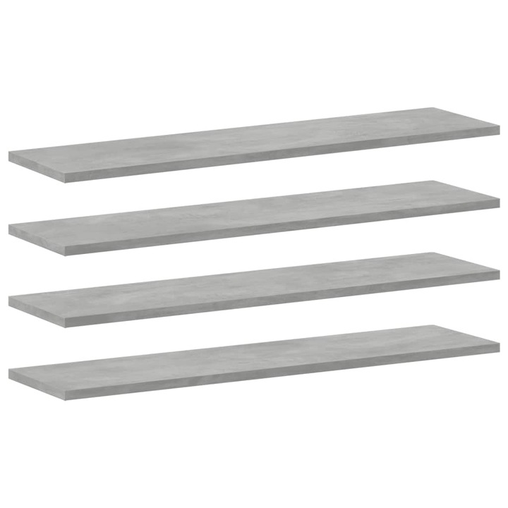 Set placibiblioteca vidaXL, gri beton, 4 buc, 80 x 20 x 1,5 cm, lemn 7 kg