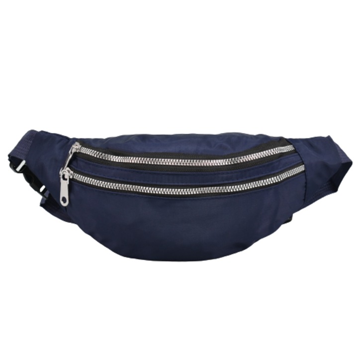 Borseta crossbody dama, Textil, 28x11x10 cm, Albastru inchis