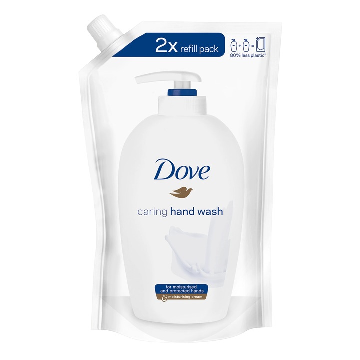 Комплект от 10 броя течен сапун пълнител Dove Caring Hand Wash 500 мл