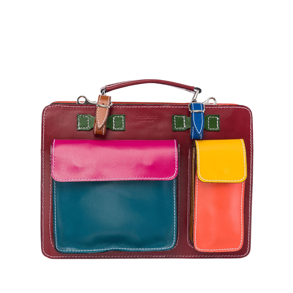Geanta dama,piele naturala,Toro Nero,rubik's leather bordo