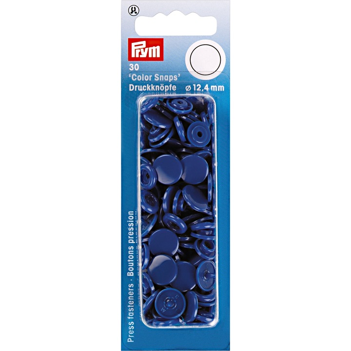 Prym műanyag patent készlet, kerek, 30 pár, átmérő 12,4 mm, sötétkék