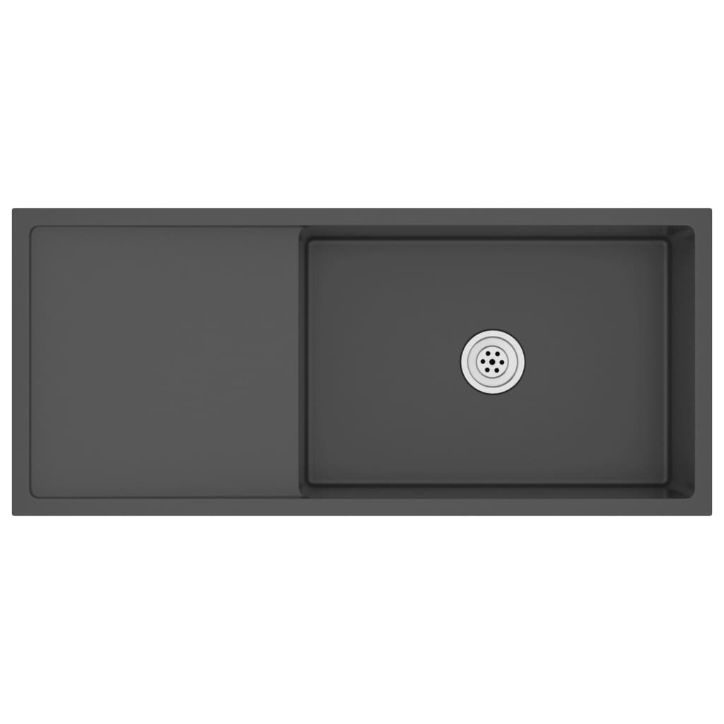 Chiuveta de bucatarie cu scurgator vidaXL, Otel inoxidabil, 1000 x 440 x 200 mm, Negru