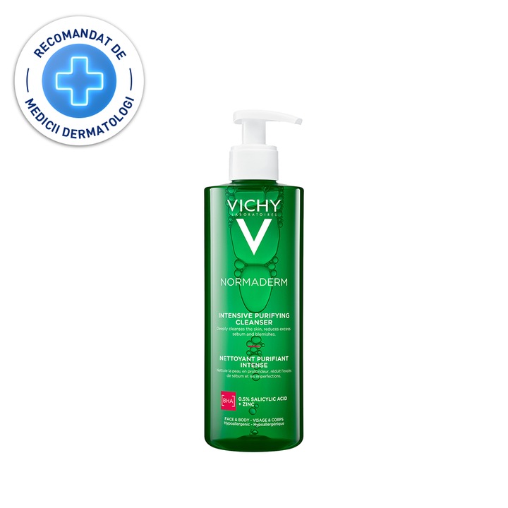 Gel de curatare fata purifiant pentru ten gras cu tendinta acneica Vichy Normaderm, 400 ml