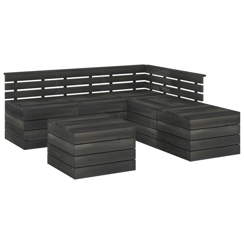 Set mobilier de gradina din paleti cu 1 masa, 1 taburet si 4 canapele, vidaXL, Lemn, 60 x 65 x 71.5 cm, Gri