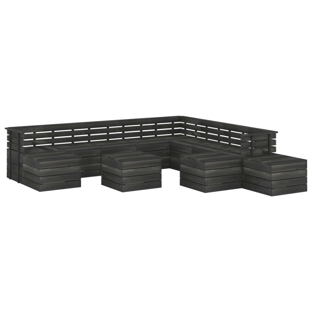 Set mobilier de gradina din paleti cu 1 masa, 3 tabureti si 8 canapele, vidaXL, Lemn, 60 x 65 x 71.5 cm, Gri