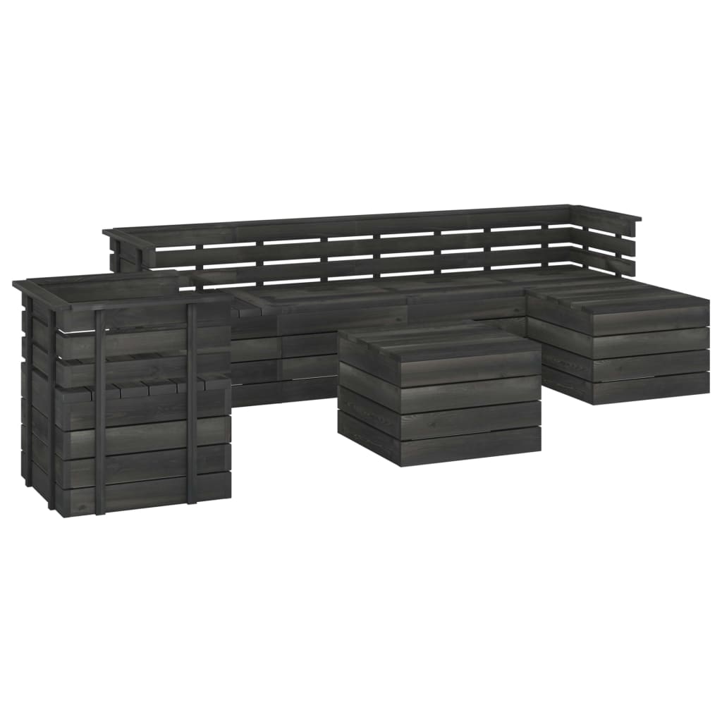 Set mobilier de gradina din paleti cu 1 masa, 1 taburet, 1 fotoliu si 4 canapele, vidaXL, Lemn, 60 x 65 x 71.5 cm, Gri