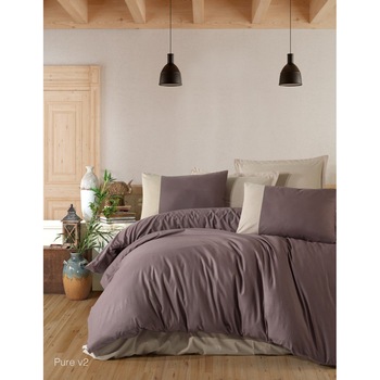 Lenjerie pat dublu bumbac 100% ranforce, 4 piese, 240 x 260 cm, Ralex Pucioasa, Pure V2 Lenjerie pat dublu bumbac 100% ranforce, 4 piese, 240 x 260 cm, Ralex Pucioasa, Pure V2