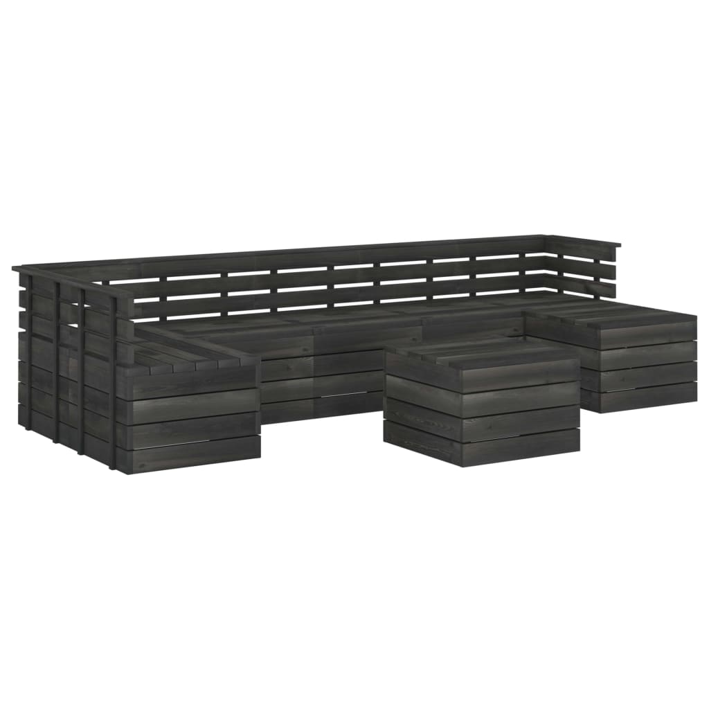 Set mobilier de gradina din paleti cu 1 masa, 1 taburet si 6 canapele, vidaXL, Lemn, 60 x 65 x 71.5 cm, Gri
