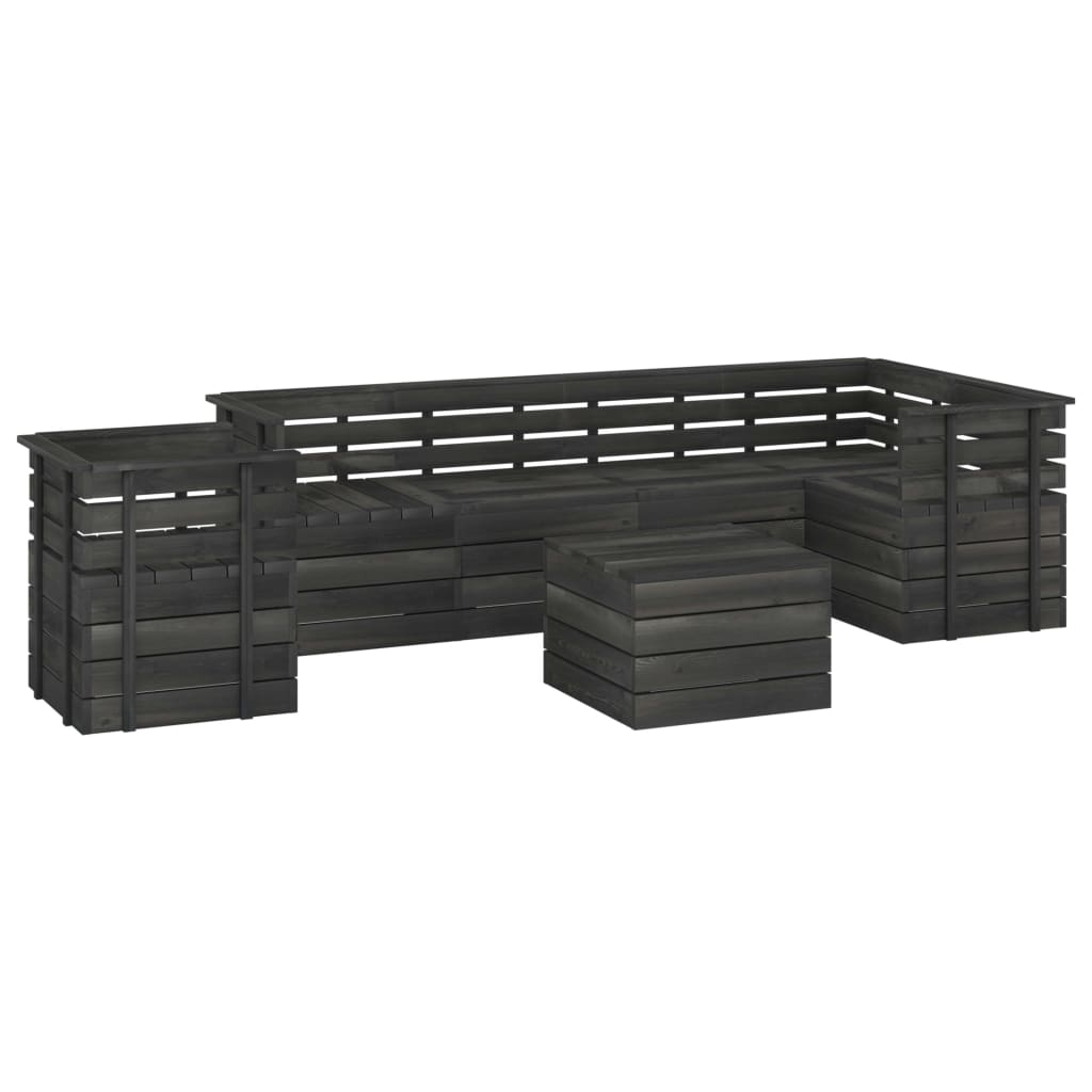 Set mobilier de gradina din paleti cu 1 masa, 1 fotoliu si 5 canapele, vidaXL, Lemn, 60 x 65 x 71.5 cm, Gri