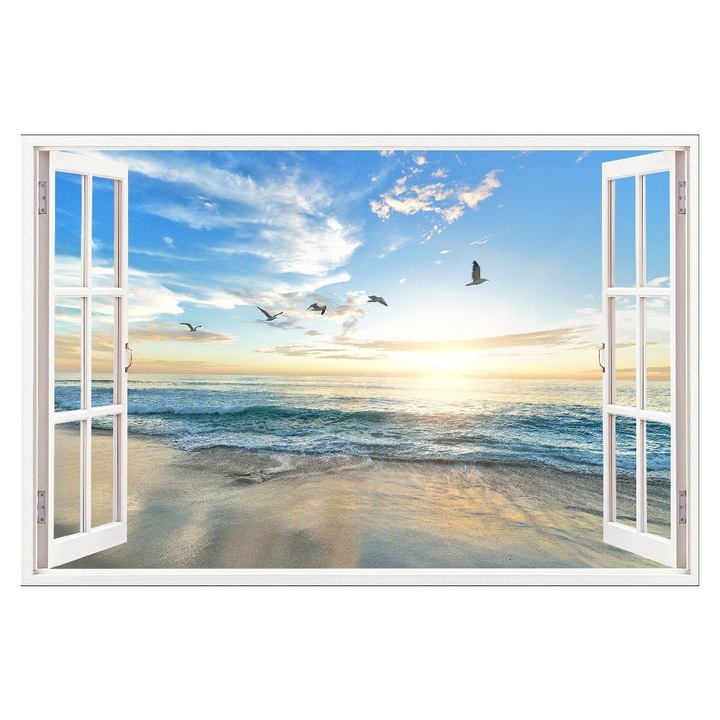 Sticker decorativ, Fereastra 3D, Ocean, 85 cm, 584STK