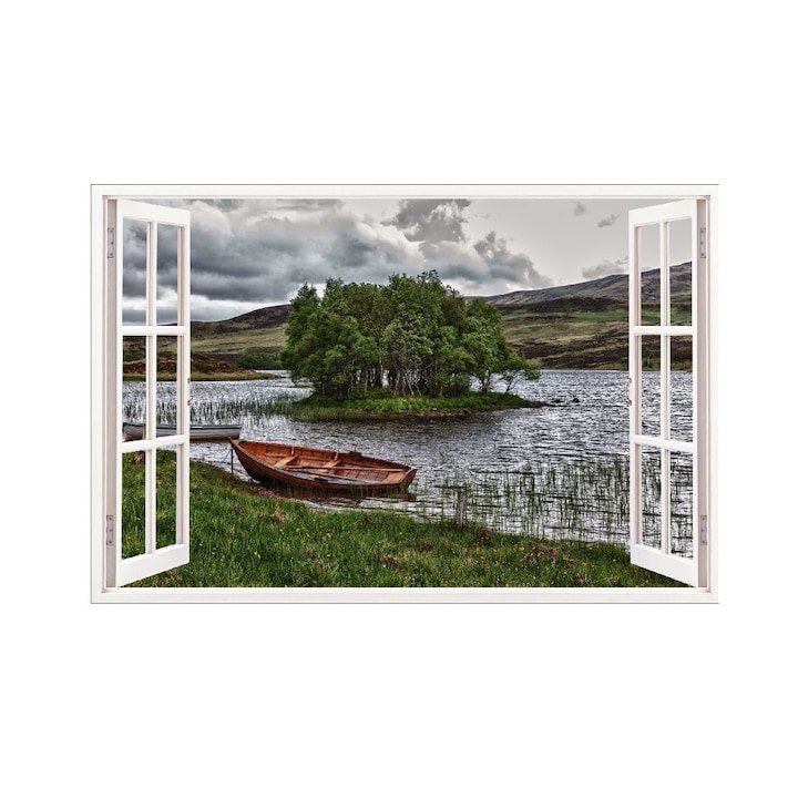 BV dekoratív matrica, 3D ablak, tó, 85 cm, 606STK