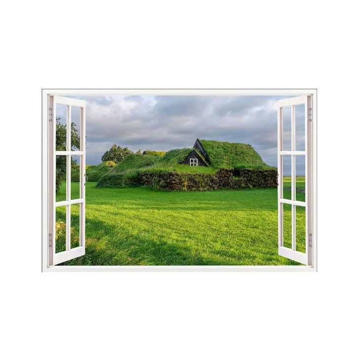 Декоративен стикер, 3D прозорец, Къща, 85 см, 626STK