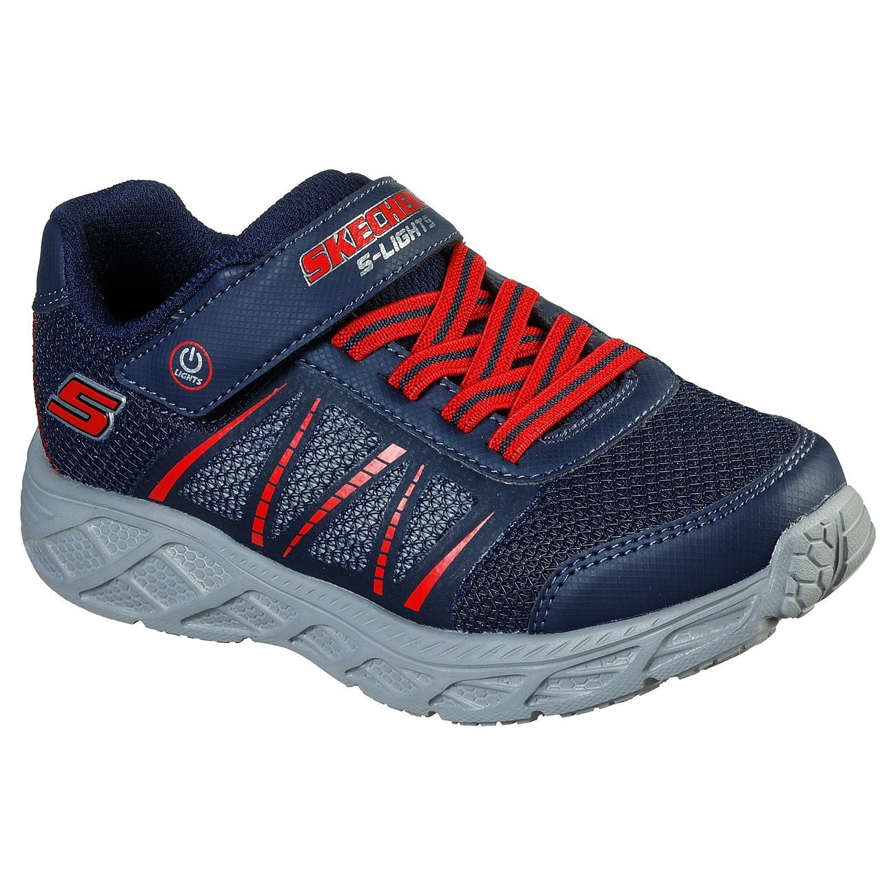 Pantofi sport copii SKECHERS DYNAMIC-FLASH, albastru navy/rosu