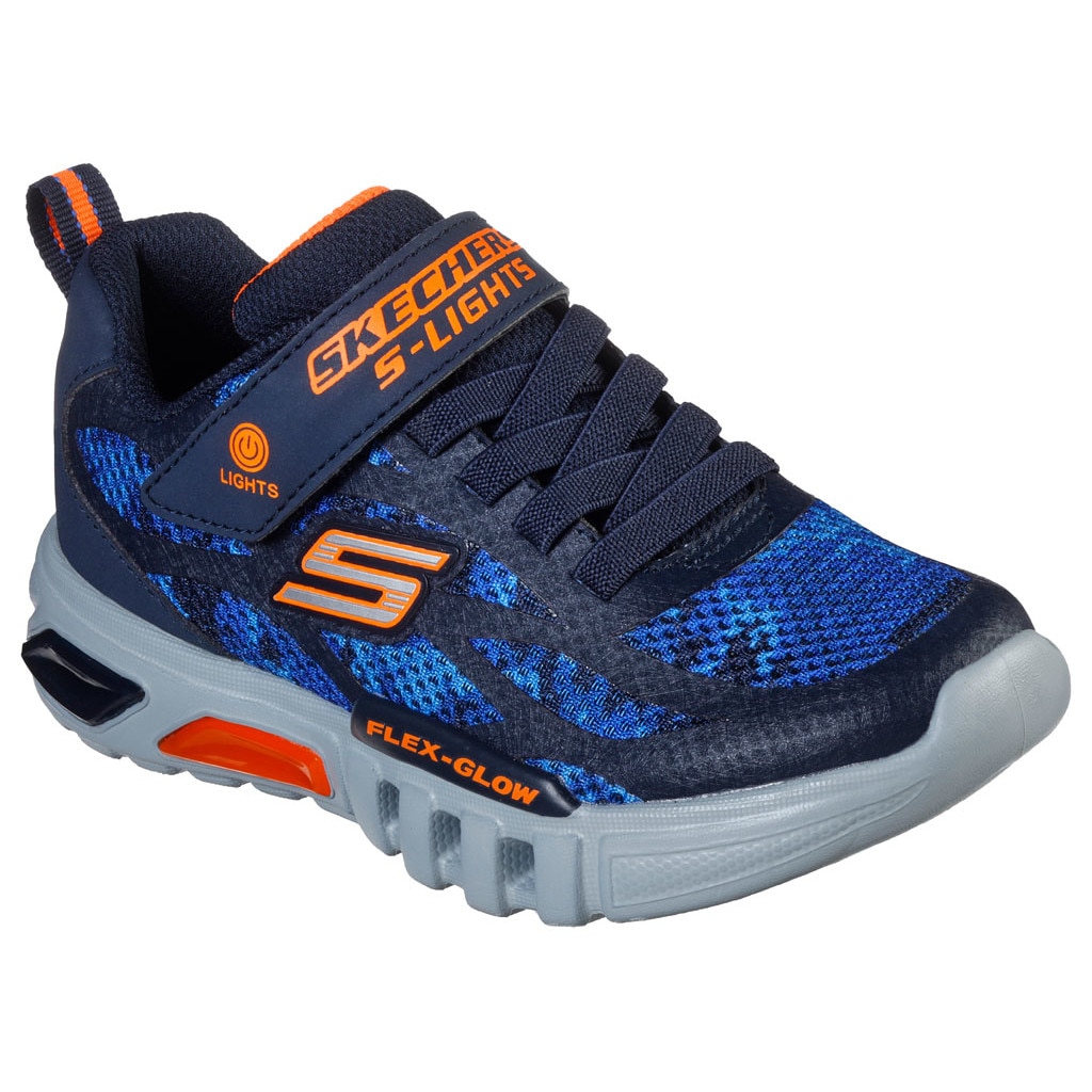 Pantofi sport copii SKECHERS FLEX-GLOW - RONDLER, albastru navy/portocaliu