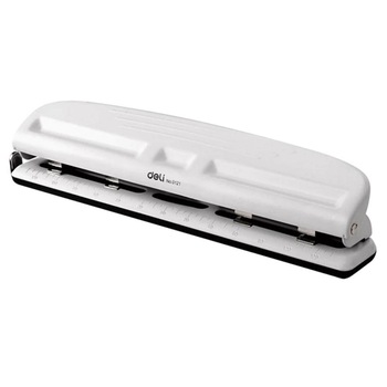 Perforator Deli, Capacitate 10 Coli, 4 Gauri, Plastic/Metal, Alb Perforator Deli, Capacitate 10 Coli, 4 Gauri, Plastic/Metal, Alb