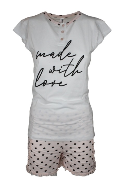 Pijamale scurte dama, Love and Bra - Alb, Marime M INTL