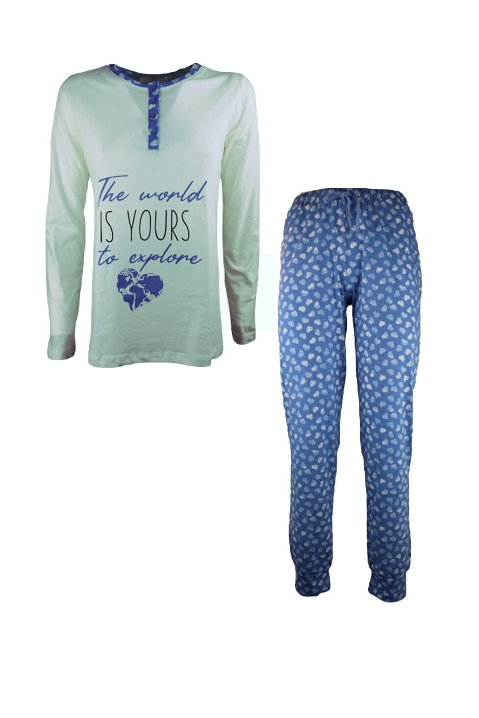 Pijamale lungi dama model 33590, Albastru