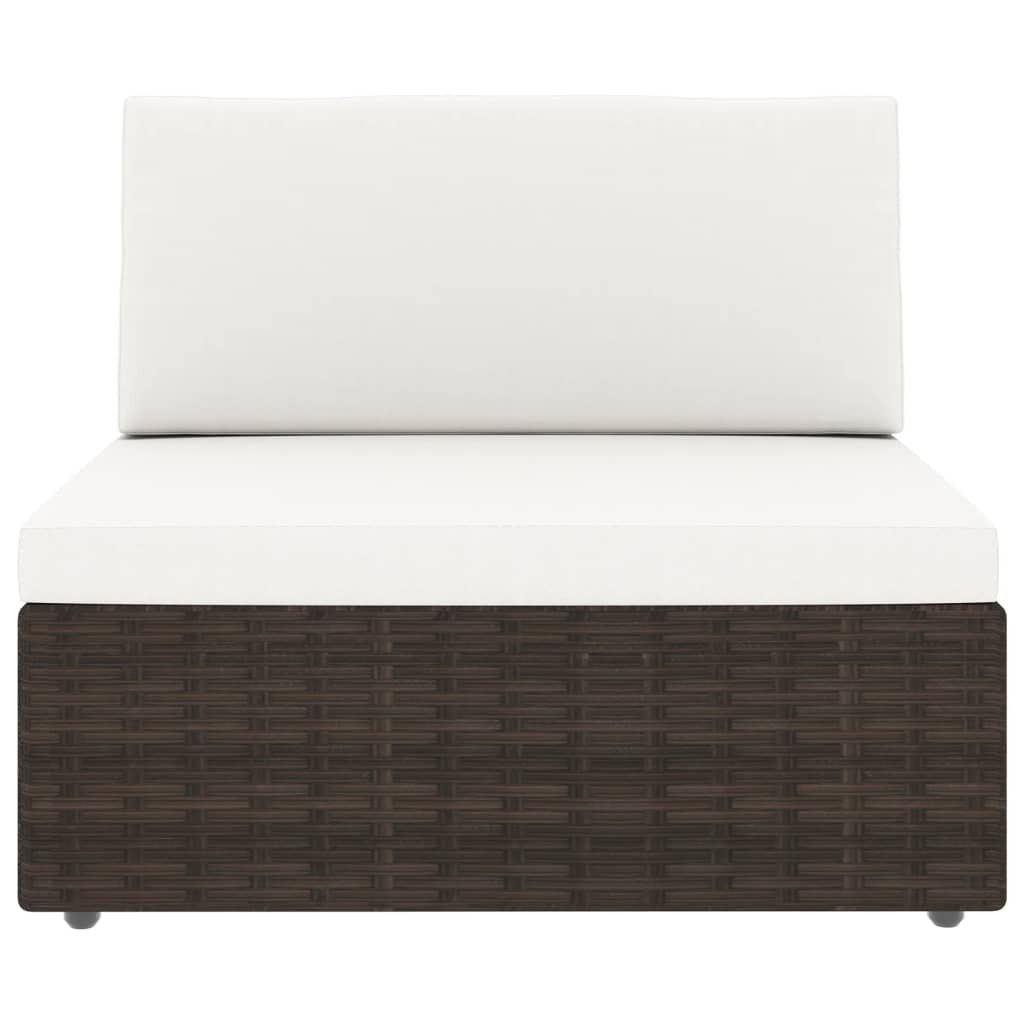 Set mobilier de gradina cu 1 masa cu blat din sticla si 9 canapele cu perne, vidaXL, Poliratan, 58.5 x 65.5 x 52 cm, Maro
