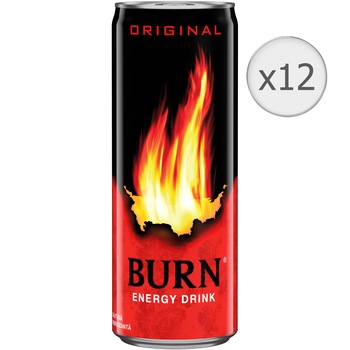Bautura Energizanta Burn Original, Doza, 12 x 0.25l Bautura Energizanta Burn Original, Doza, 12 x 0.25l
