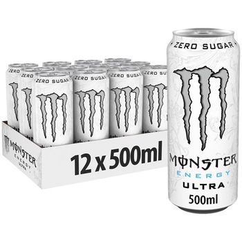 Bautura Energizanta Monster, Ultra White Zero Zahar, Doza, 12 x 0.5l Bautura Energizanta Monster, Ultra White Zero Zahar, Doza, 12 x 0.5l