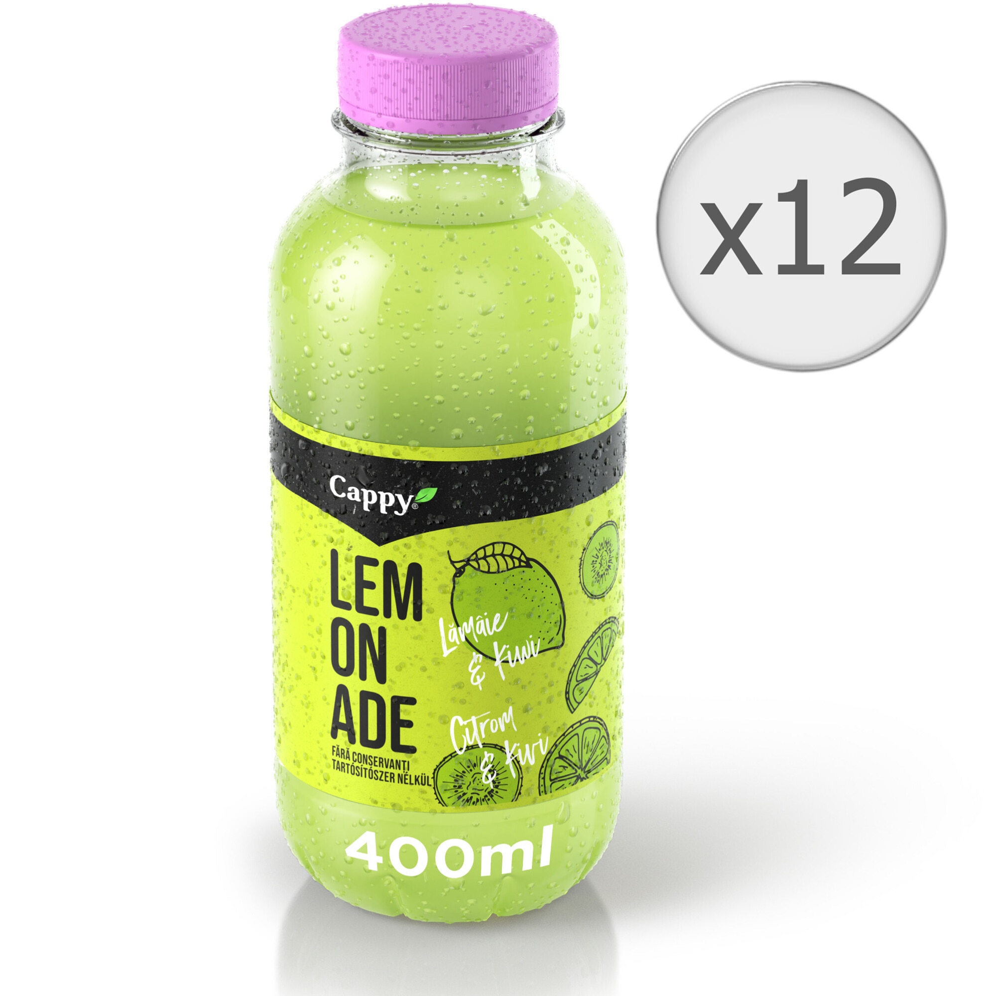 Bautura Necarbogazoasa Cappy Lemonade, Lamaie si Kiwi, Pet, 12 x 0.4l