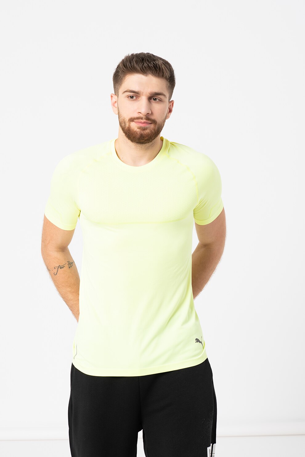 Puma, Tricou fara cusaturi,cu tehnologie DryCell, pentru fitness Energy, Verde lime, 2XL