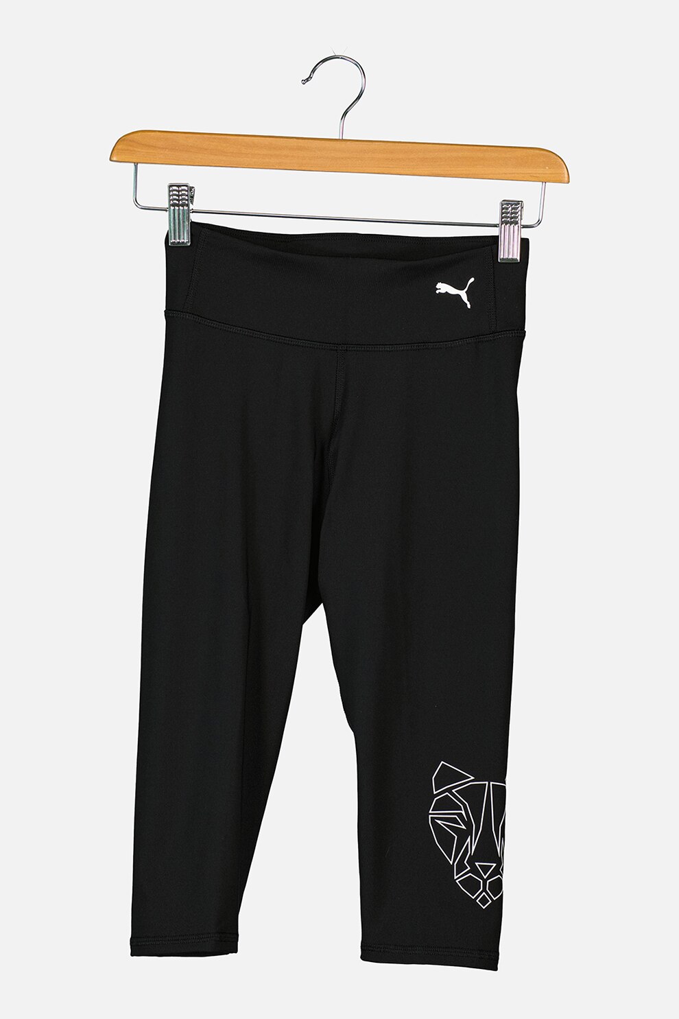 Puma, Colanti trei sferturi cu imprimeu grafic si tehnologie DryCELL Runtrain, Negru/Alb