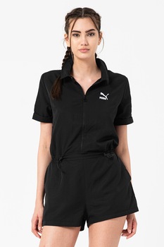 Puma, Salopeta scurta cu snur de ajustare in talie Classics, Negru/Alb Puma, Salopeta scurta cu snur de ajustare in talie Classics, Negru/Alb