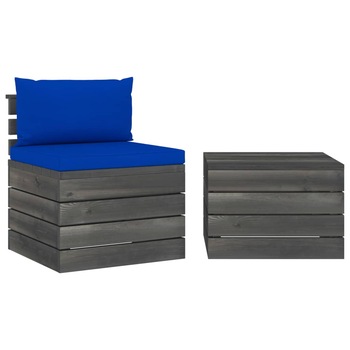 Set mobilier de gradina cu 1 masa si 1 canapea cu perne, vidaXL, Lemn, 60 x 65 x 71.5 cm, Albastru Set mobilier de gradina cu 1 masa si 1 canapea cu perne, vidaXL, Lemn, 60 x 65 x 71.5 cm, Albastru