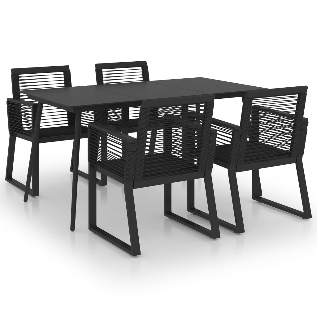 Set mobila de gradina cu 5 piese, vidaXL, PVC, 150 x 80 x 74 cm, Negru