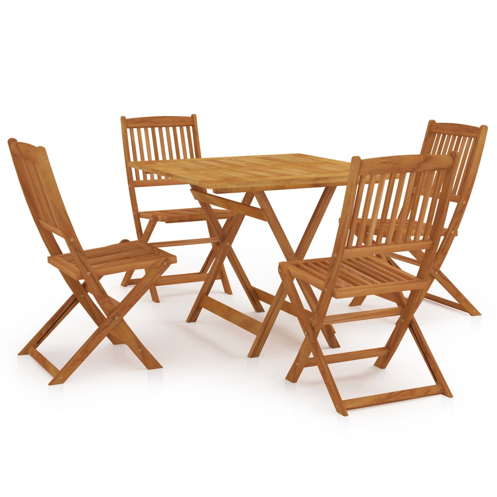 Set de masa cu 4 scaune pliabile din lemn de acacia, vidaXL, Lemn de acacia, 48.5 x 57 x 91 cm, Maro