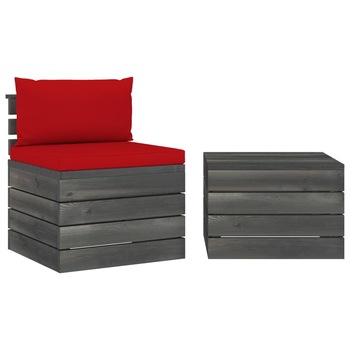 Set mobilier de gradina cu 1 masa si 1 canapea cu perne, vidaXL, Lemn, 60 x 65 x 71.5 cm, Rosu Set mobilier de gradina cu 1 masa si 1 canapea cu perne, vidaXL, Lemn, 60 x 65 x 71.5 cm, Rosu