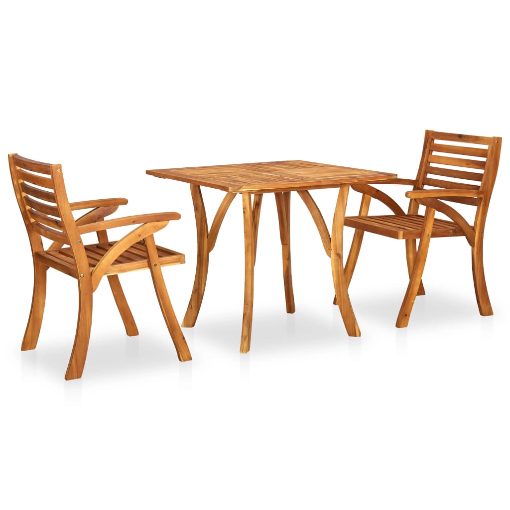 Set masa de gradina cu 2 scaune incluse, vidaXL, Lemn de acacia, 85 x 85 x 75 cm, Maro