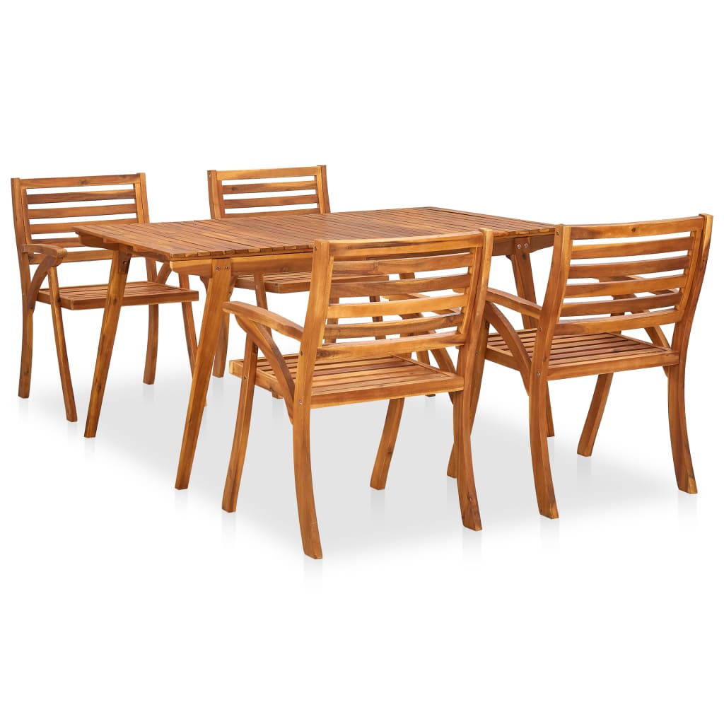 Set masa de gradina cu 4 scaune din lemn de acacia, vidaXL, Lemn de acacia, 150 x 90 x 75 cm, Maro