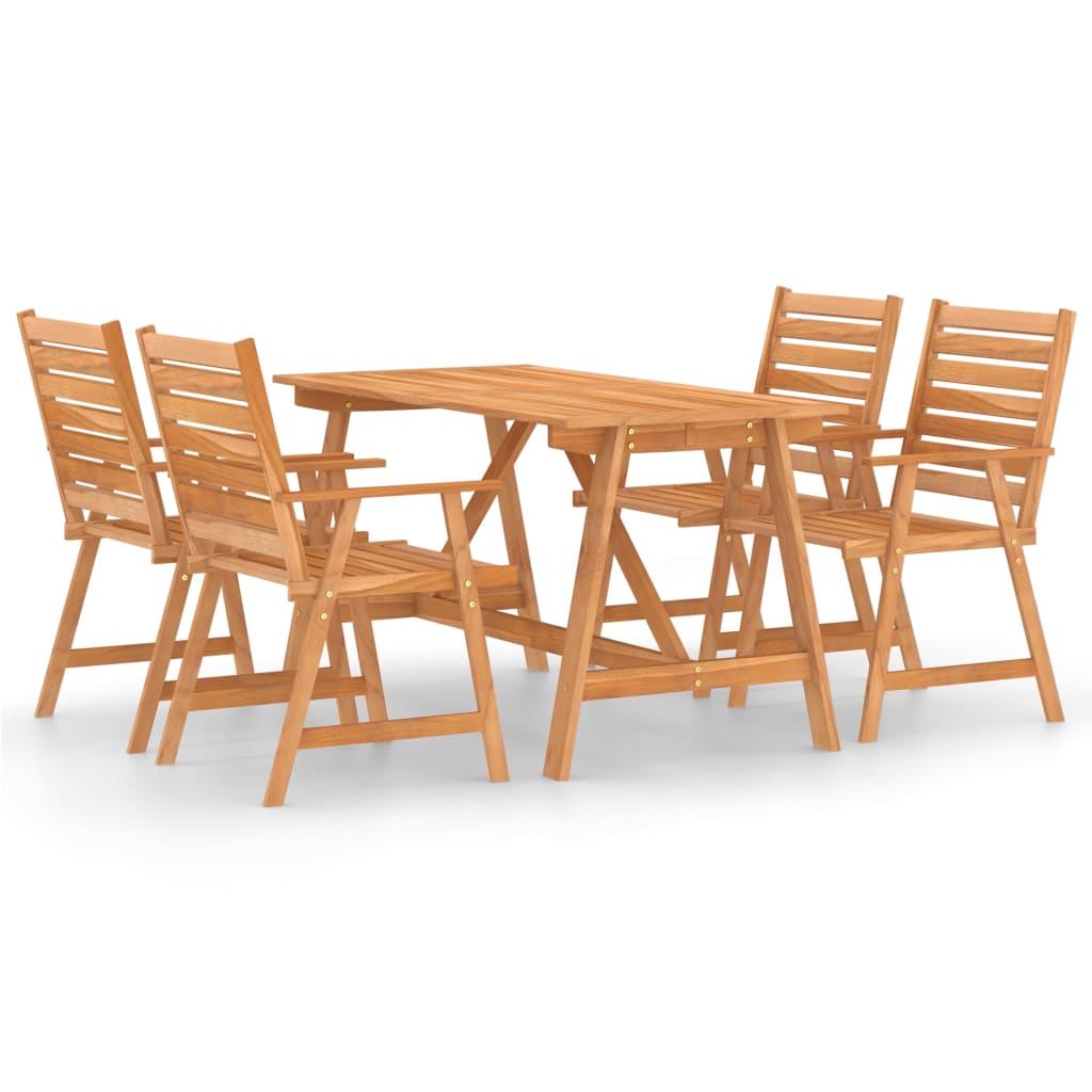 Set masa de gradina cu 4 scaune, vidaXL, Lemn de acacia, 140 x 70 x 74 cm, Maro