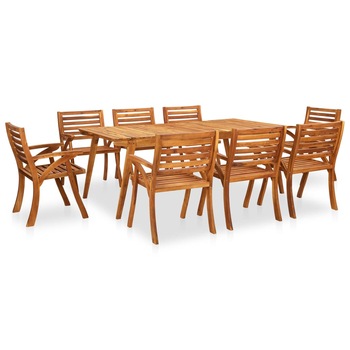 Set masa de gradina cu 8 scaune din lemn de acacia, vidaXL, Lemn de acacia, 201.5 x 100 x 75 cm, Maro Set masa de gradina cu 8 scaune din lemn de acacia, vidaXL, Lemn de acacia, 201.5 x 100 x 75 cm, Maro