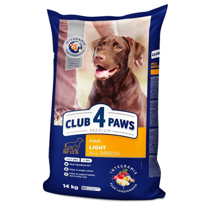Hrana uscata completa Club 4 Paws Premium „Controlul greutatii” pentru caini adulti, 14 kg