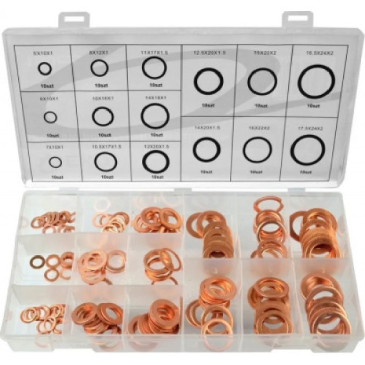 Set saibe de cupru, 150 piese, 15 dimensiuni diferite