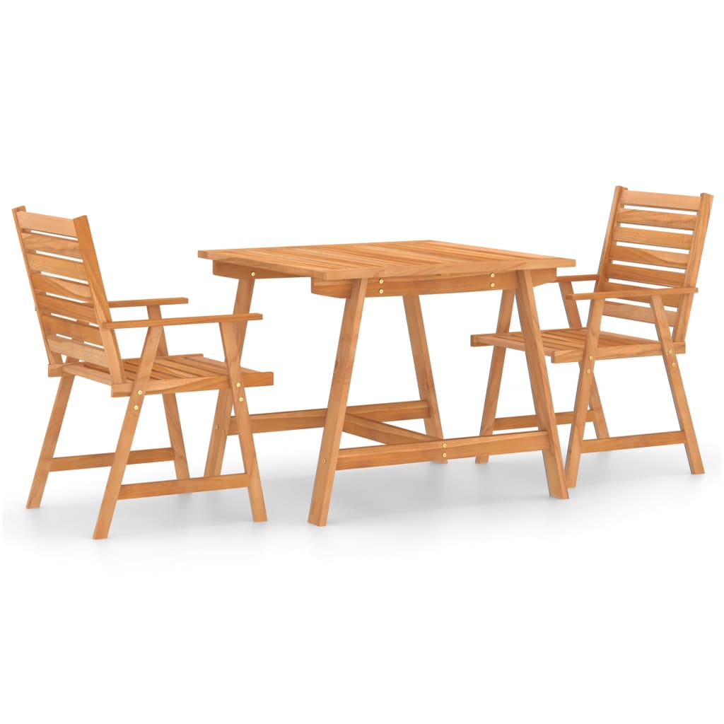 Set masa de gradina cu 2 scaune, vidaXL, Lemn de acacia, 88 x 88 x 74 cm, Maro