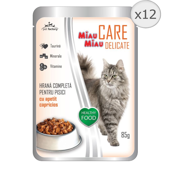Hrana umeda pentru pisici Miau Miau Care Delicate Macrou, Plic, 12x85 g
