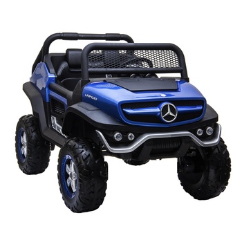 Masinuta electrica cu scaun de piele Mercedes Unimog Paint Blue Masinuta electrica cu scaun de piele Mercedes Unimog Paint Blue