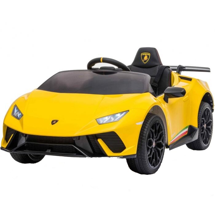 Masinuta electrica cu roti din cauciuc si scaun piele Lamborghini Huracan Yellow