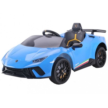 Masinuta electrica cu roti din cauciuc si scaun piele Lamborghini Huracan Blue Masinuta electrica cu roti din cauciuc si scaun piele Lamborghini Huracan Blue