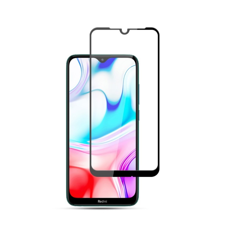 2 darabos szett, Xiaomi Redmi 8 fólia, edzett üveg, Evolium, fekete